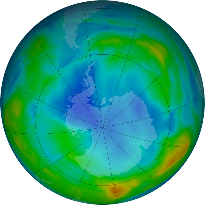 Antarctic ozone map for 01 August 2013
